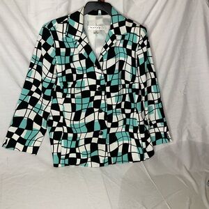 Women's Black and Green Patterned Jacket